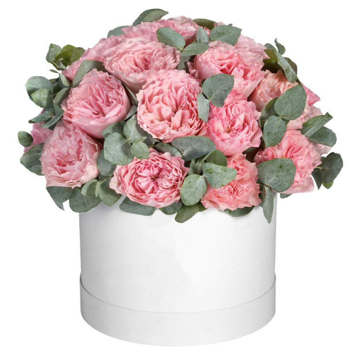 Цветы в коробке "Пионовидные розы"
